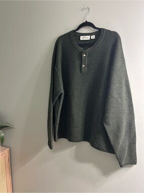 Orvis men’s green 100% wool sweater knit